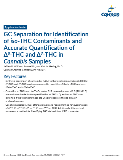 GC Separation for Identification of <em>iso</em>-THC Contaminants and Accurate Quantification of Δ<sup>8</sup> -THC and Δ<sup>9</sup>-THC in <em>Cannabis</em> Samples<br>